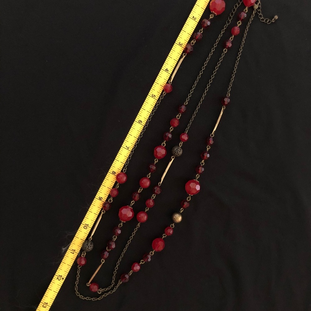 Red and gold necklace and bracelet bundle. - Picture 3 of 7